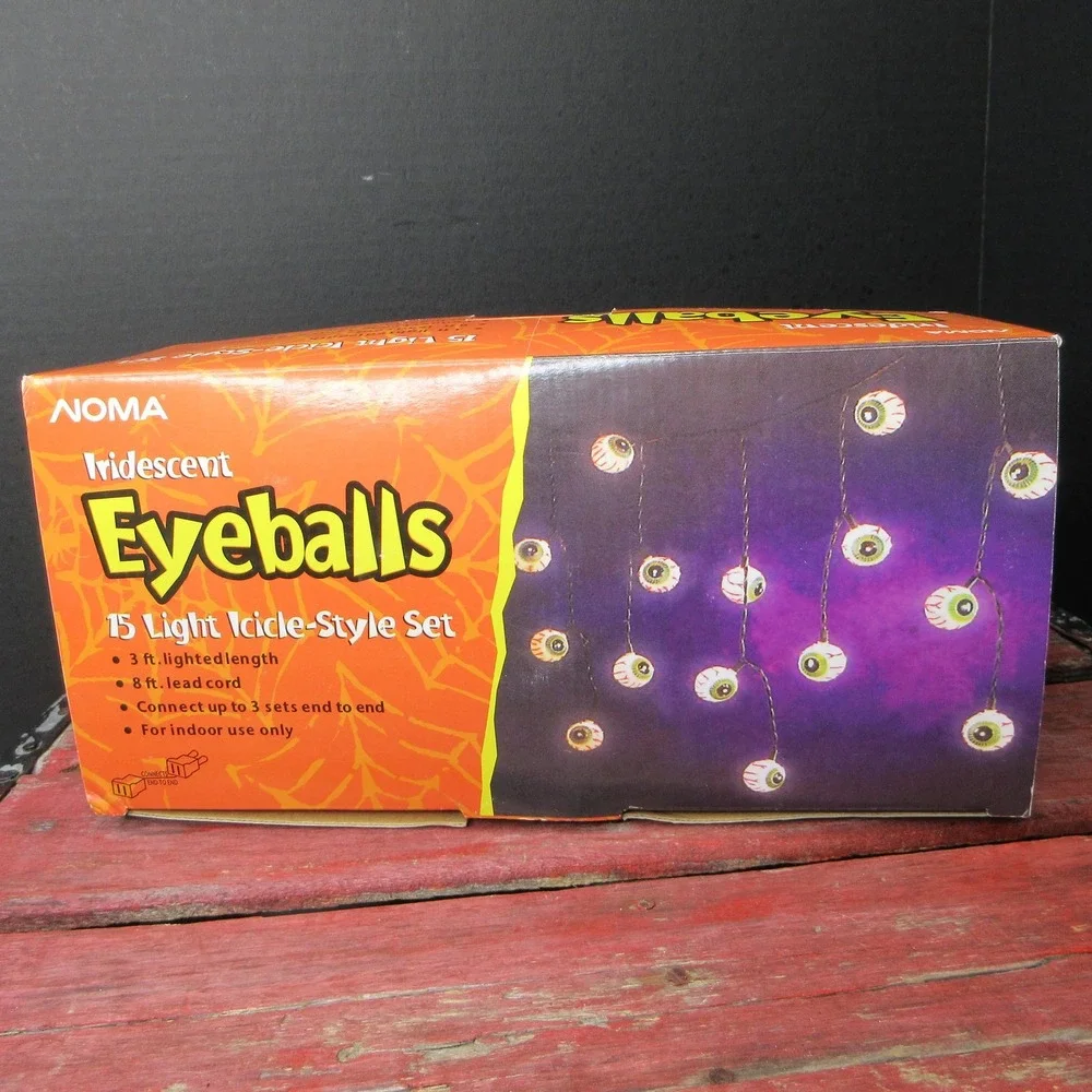 NOMA Iridescent Eyeball 15 Light Icicle-Style Halloween String Lights Indoor